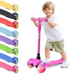 Hurtle 3 Wheel Toddler Scooter - Three Adjustable Heights, Wide Anti-Slip Deck, Kick Scooter for Kids Ages 2-5 w/Fun Light Up Wheels for Girls & Boys