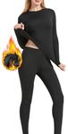 YESURPRISE Women's Thermal Underwear Sets Base Layer for Men Top and Bottom Set Black