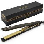 Corioliss C3 Hair Straightener for Women | Professional Extra Long Titanium Plates | Ionic Flat Iron | Temperature Control 135°C-235°C | 20-Second Heat-Up | Travel Case | UK Plug | Leopard Gold