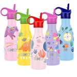 SHO Kids Bottle - Original 2.0 - Ultimate Insulated, Double Walled Stainless Steel Vacuum Flask & Water Bottle - 12 Hours Hot & 24 Hours Cold - 260ml - BPA Free (260ml, Unicorns of Sea with Straw Lid)