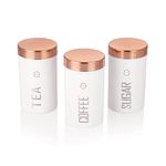 Opullo Mother's Choice Tea Coffee Sugar Containers Set | Coffee Tea Sugar Container Set | Sugar Tea Coffee Jars for Kitchen | Stainless Steel Tea Coffee Sugar Canister Set of 3 | 500 Gms