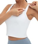 Foucome Nursing Tank Tops for Breastfeeding Maternity Sports Bra Nursing Vest Top Sleeveless Cropped Breastfeeding Tops (White, M)