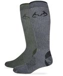 Team Realtree Men's All Season Over The Calf Tall Boot Socks 2 Pair Pack, Olive/Black, Large