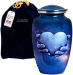 Trupoint Memorials Blue Urn for Ashes Adult Male, Cremation Urns for Human Ashes Adult Female, Decorative Urns for Human Ashes, Urn for Ashes Women, Urns for Human Ashes Adult Man – Large, Human Heart