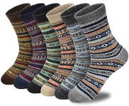5 Pairs Mens Wool Socks, 53% Merino Wool Winter Warm Thermal Soft Gift Box, Multi-color