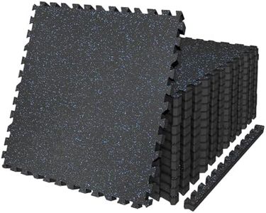 AIRHOP 0.79in Thick 48 Sq Ft Exercise Equipment Mats, 12 Tiles Upgraded Rubber Top with High Density EVA Foam, Large Interlocking Puzzle Gym Flooring for Home Gym, Heavy Weight Workout,Black & Blue