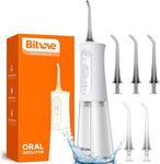 Bitvae Water Dental Flosser for Teeth, Rechargeable Water Teeth Cleaner Picks, 3 Modes 5 Intensities, IPX7 Waterproof, Oral Irrigator USB Cordless Water Dental Picks for Cleaning - Frost White