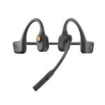 AFTERSHOKZ OpenComm Stereo Wireless Headset with Noise-Canceling Boom Microphone Bone Conduction Bluetooth 5.0 Office Business Work From Home Commercial Use, Slate Grey