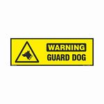 buysafetyposters.com - Guard Dog Warning Sign in English - PVC Sticker - (Rectangle, 12 inch X 4 inch, Multicolor)