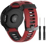 Zitel® Watch Band Compatible with Garmin Forerunner 735XT 220 230 235 235 Lite 620 630, Approach S20 S6 S5 Adjustable Replacement Sport Strap - Red/Black