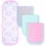 TuddyBuddy Baby Burp Cloth Towel Napkins for Baby Large 17x6 Inches, Fine Double Layer 100% Cotton (Assorted 4M, 50X20 Cms, Cats Clouds Dots Stripes)