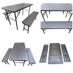 AMAZE" Folding Garden, Park, Farm House, Outdoor, Canteen, Cafeteria, Restaurant, Food Parlor, Ice Cream Parlor Picnic Table Dining Table-Benches Set -Brown, Wood Pattern