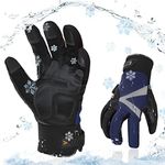 Vgo... 2 pairs Winter Gloves Waterproof Men, Warm Work Gloves 3M Thinsulate with Grip Anti-slip, Gloves for Freezer Below Zero, Driver Woodworking Construction in Cold Weather(XL,Blue)