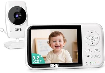 GHB Babyphone mit Kamera Baby Monitor 3,2 Zoll LCD 2100 mAh Akku 2X Zoom Temperatursensor Nachtsicht Gegensprechen