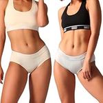 Bambody Leak Proof Hipster: Sporty Period Panties for Women and Teens - 2 Pack: Nude-Gray - Medium