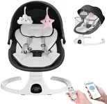 Baby Swings for Infants to Toddler Electric Baby Swing with 5-Speed 3-Seat Positions 5-Point Carabiner,with Bluetooth Music 10-Preset Melodies, Indoor and Outdoor use (Black)