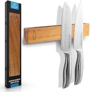 Zulay 11.75" Seamless Acacia Wood Magnetic Knife Holder - Wooden Magnetic Knife Strip for Organizing your Kitchen - Elegant & Multifunctional Magnet Holder for Wall with Easy Installation