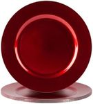 Argon Tableware Metallic Charger Plates - Red - 33cm - Pack of 6 - Metallic Finish Reusable Dining Table Setting Plates for Christmas, Party Celebrations, Restaurant Decor Placemats