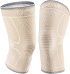 CAMBIVO Knee Brace Support(2 Pack), Knee Compression Sleeve for Men & Women,Knee Support for Workout,Sports,Running,Hiking,Basketball,Cycling,and Daily Wear(Beige, Medium)