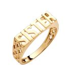 Old English Jewellers 9ct Yellow Gold on Silver SISTER Ring size J K L M N O P Q R S T U V (S)