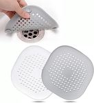 tifanso 2 pcs Silicone Drain Protector with Sucker Sink Strainer Shower Drain Cover Hair Catcher For Shower Drain Strainer Plug Trap Filter for Bathroom (White+Grey)