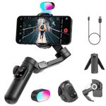 Professional Gimbal Stabilizer for Smartphone,RGB Magnetic Refill Light,OLED Display LED Light,face Tracking,Gesture Control,Professional 3-axis stabilizer for Android &iPhone, AOCHUAN XPRO KIT Black