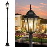 Vintage Street Lights 89 Inch Outdoor Light Post for Yard Black Outdoor Post Lights Hard Wired Waterproof Pole Light with Clear Glass Modern Light Posts for Outside