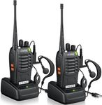 eSynic 2 Pack Walkie Talkies 5KM Long Range Walky Talky 16CH Rechargeable VOX 2 Way Radios with 2 Headsets & Belt Clips - for Camping, Hiking, Job Site & Family Use