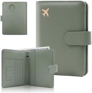 Melsbrinna Premium Leather Passport Holder Covers Case, Waterproof Rfid Blocking Travel Wallet Passport Holder with Pen Holder, Cute Passport Book for Women/Men (AIRTAG, AIR-MOSS GREEN)