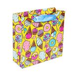 Sapco Gift Paper Bag "Ice Cream Doughnut Candies" for Gifting Carry Bag(8x8x3 INCH(small))