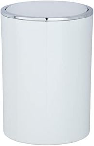 WENKO Inca Trash Can with Lid, Waste Bin with Swing Lid, Small Trash Can, Mini Trash Can, Small Garbage Can, Small Waste Basket, 1.3 Gal, Ø 7.28 x 10.04 in, White