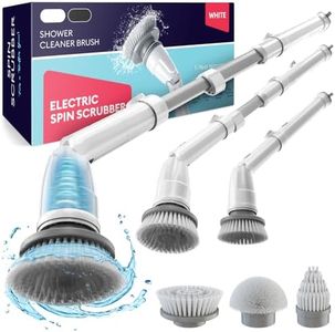 Electric Spin Scrubber, 360 Cordless Powerful Scrub Brush for Cleaning Bathroom, Tile, Floor, Tub & Shower with Adjustable Extension Handle and 3 Replaceable Rotating Brush Heads (Packaging May Vary)