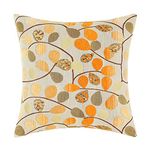 CaliTime Cushion Cover Throw Pillow Case Shell for Bench Sofa Home, Luxury Chenille Cute Leaves Both Sides, 45cm x 45cm, Ecru Orange