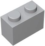 Classic Building Brick 1x2, 100 Piece Bulk Brick Block, Compatible with Lego Parts and Pieces 3004, Creative Play Set - 100% Compatible with All Major Brick Brands(Colour:Light Gray)