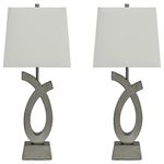 Signature Design by Ashley - Amayeta Table Lamp - Set of 2 - Artistic Base - Silver Finish - 15"W x 13"D x 28"H (L243134)