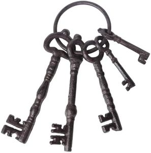 Notakia Large Vintage Cast Iron Skeleton Keys Ring Antique Keys Set For Farmhouse Decor, Halloween Party Costume Prop Pirate Treasure Chest Decoration (Style-1)