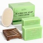 Tea Tree Oil Soap Bar, Natural Organic Bath Soaps, Body Wash Soap for Skin Fungus, Facial Cleanser and Body Oder Moisturizer for Women Men, Tea Tree Soap for Body Itching Acne Athlete's Foot, 2x150g