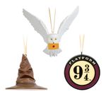 Grupo Erik Harry Potter Christmas Ornaments | Set Of 3 - Sorting Hat & Platform 9 3/4 & Hedwig | Christmas Hanging Ornament | Christmas Decorations | Harry Potter Gifts | Harry Potter Merchandise