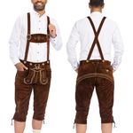 BAVARIA TRACHTEN Oktoberfest Lederhosen Men - Real Leather - The Original Men's Lederhosen from Germany - Authentic German Octoberfest Outfit/Costume - Excellent Stitching & Details Dark Brown