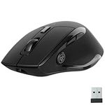 JLab JBuds Bluetooth Mouse, Rechargeable Wireless Mouse - Tri-Mode (BT 5.2/5.2/2.4Ghz) with USB-Dongle, Ergonomic, Full-Size Multi Device Silent Mouse for Laptop, PC, Computer, iPad, Mac, Tablet