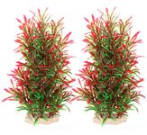 Large Aquarium Plants Artificial Plastic Fish Tank Plants Decoration Ornament Safe for All Fish 24cm x 8cm - 2 Pack Red