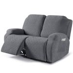 VANSOFY Loveseat Recliner Covers, 2-Pieces Stretch Reclining Couch Cover with Pockets Recliner Sofa Slipcovers 2 Seate Soft Washable Furniture Protector for Dogs Cats(Dark Gray)