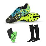 Vector X Combo of Shoe, Pair of Shin Guard & Pair of Stockings Football Kit Green (Acura Combo, 6)