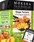 Pure Organic Turmeric Tea Bags with Ginger - Ginger Tea Bags with Turmeric Curcumin By Moksha Tea - 20 Turmeric Ginger Tea Bags