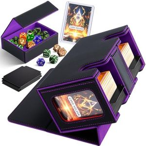 Homthy MTG Deck Card Box with 2 Commander Display, Double Deck Card Case for 200+ Sleeved Cards, Leather Magnetic Magic Card Storage Box Fits for YuGiOh, MTG TCG CCG Sport Cards