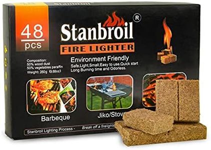 Stanbroil 48 pcs Fire Starters, Natural Charcoal Square Fire Starters Super Fast Lighting Perfect for Barbecue Grills, Smokers, Wood Stove, Campfires and Outdoor Fireplaces