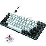 Snpurdiri 60% Wired Mechanical Gaming Keyboard, Ice Blue LED Backlit 61 Keys Mini Wired Office Keyboard for Windows Laptop PC Mac (Black-White, Red Switches)