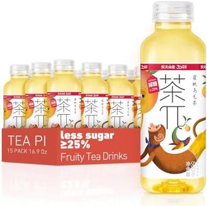 Tea PI Peach Oolong Iced Tea, Less Sugar, 16.9 Fl Oz (15 Pack)