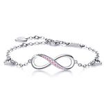 Billie Bijoux Womens 925 Sterling Silver Infinity Endless Love Symbol Charm Adjustable Bracelet Gift for (Pink)