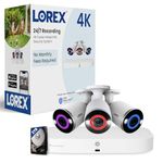 Lorex 16-Channel (8 Wired and 8 Fusion) Fusion 4K Security Camera NVR IP Recorder (3 Bullet Smart Security Lighting Cam WT)